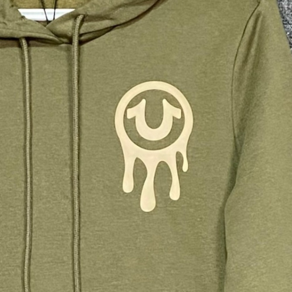 True Religion Buddha Floating PO Hoodie Pullover Olive Green Mens Size S NWT - Picture 3 of 8